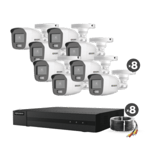 kit de videovigilancia turbohd 1080p / dvr 8 canales / 8 cámaras bala colorvu con microfono integrado / fuente de poder / accesorios de instalación