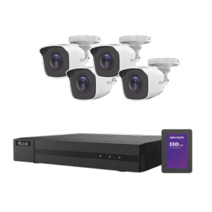 kit de cámaras de seguridad turbohd 1080p + ssd de 1 tb (1024 gb) / dvr 4 canales / 4 cámaras bala de metal / fuente de poder / accesorios de instalación